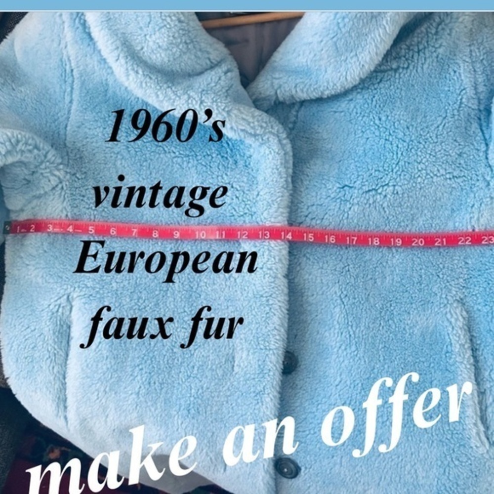 1960’s Trendy Faux Fur Light Blue Coat from Europe Elsbeth Style